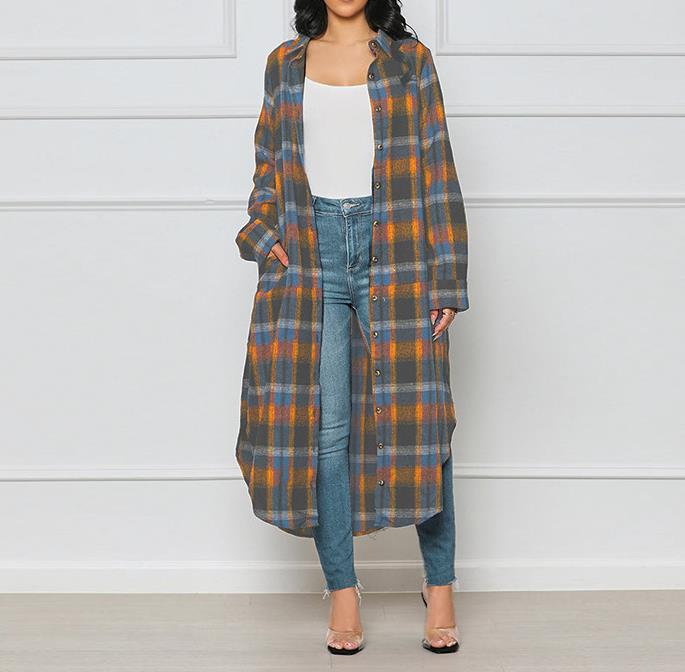 Shacket Longline Plaid