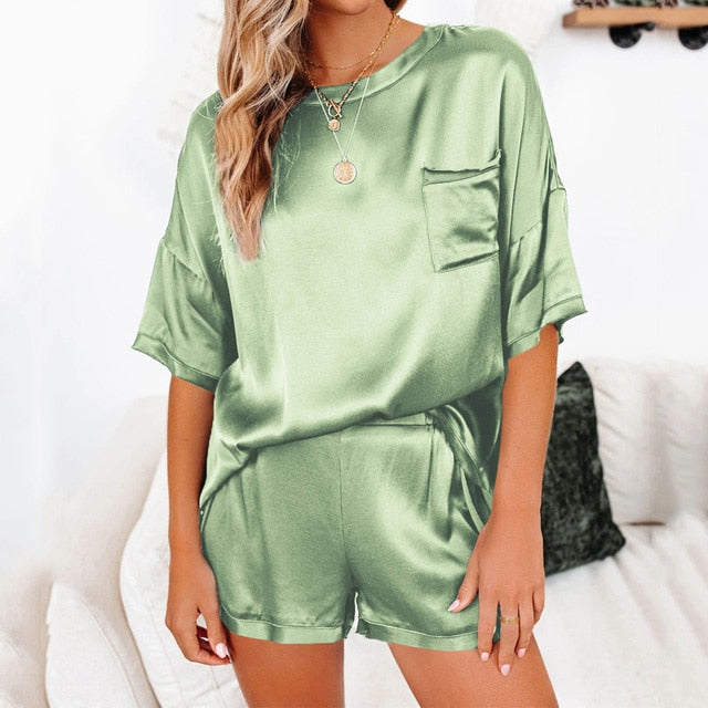 Summer Satin Pajamas Set