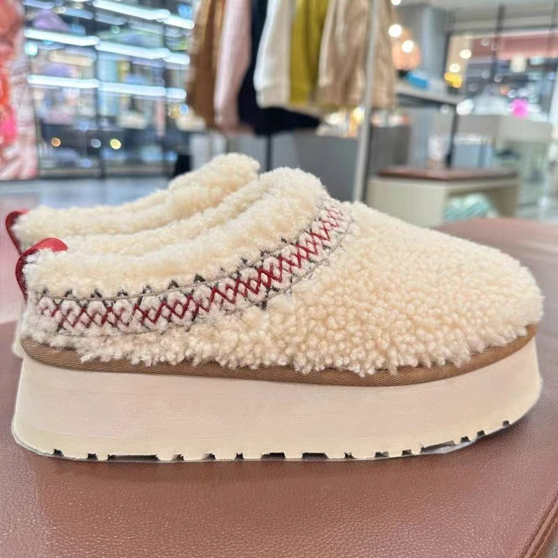 New Women Winter Fur Platform Slippers