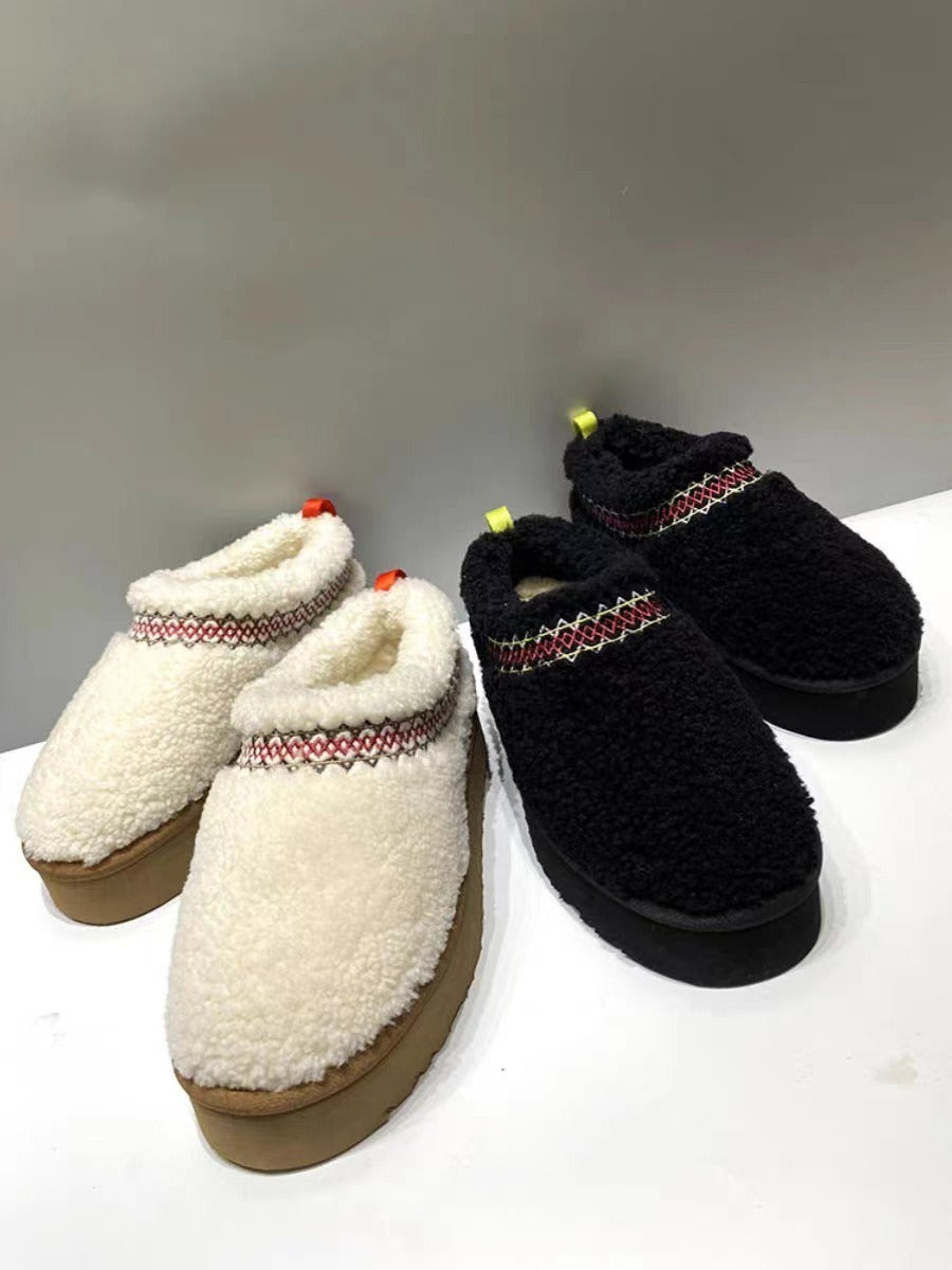 New Women Winter Fur Platform Slippers