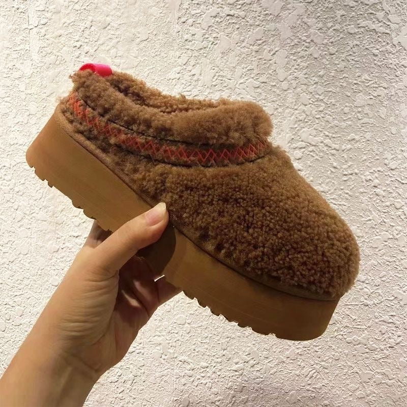 New Women Winter Fur Platform Slippers