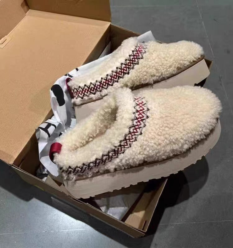 New Women Winter Fur Platform Slippers