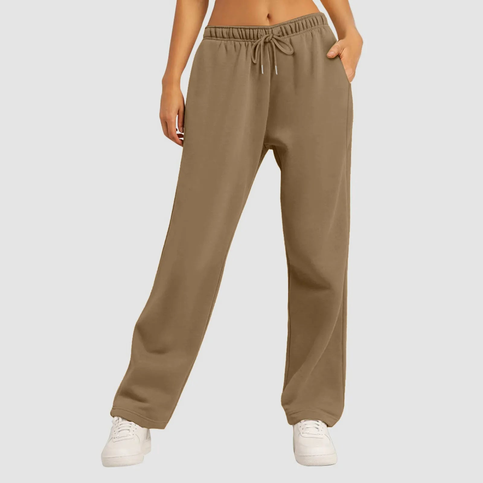 Women’s Fleece Lined Sweatpants Wide Straight Leg Pants Bottom Sweatpants Joggers Pants All-Math Plain Workout Sweatpants