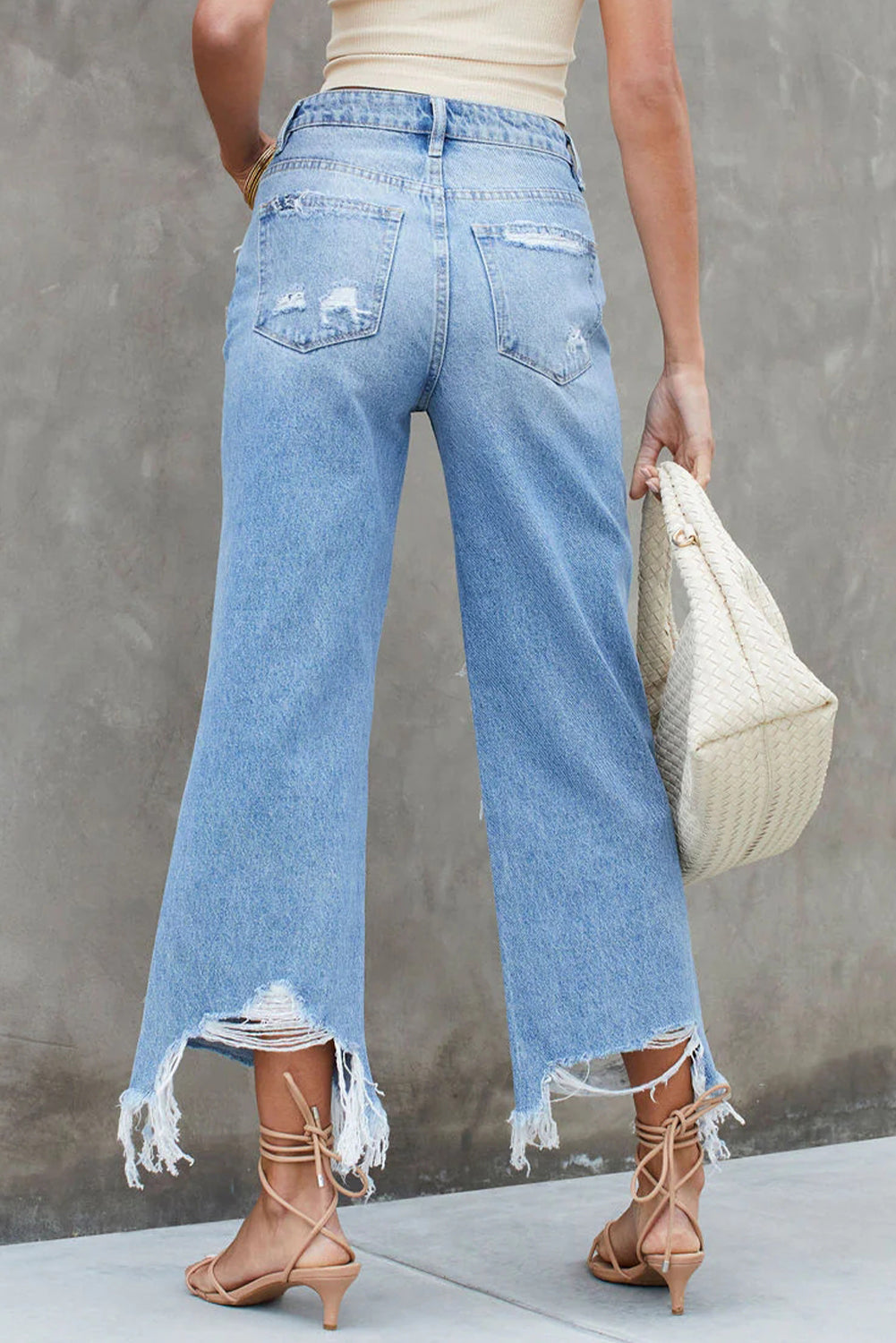 Blue Heavy Destroyed High Waist Jeans