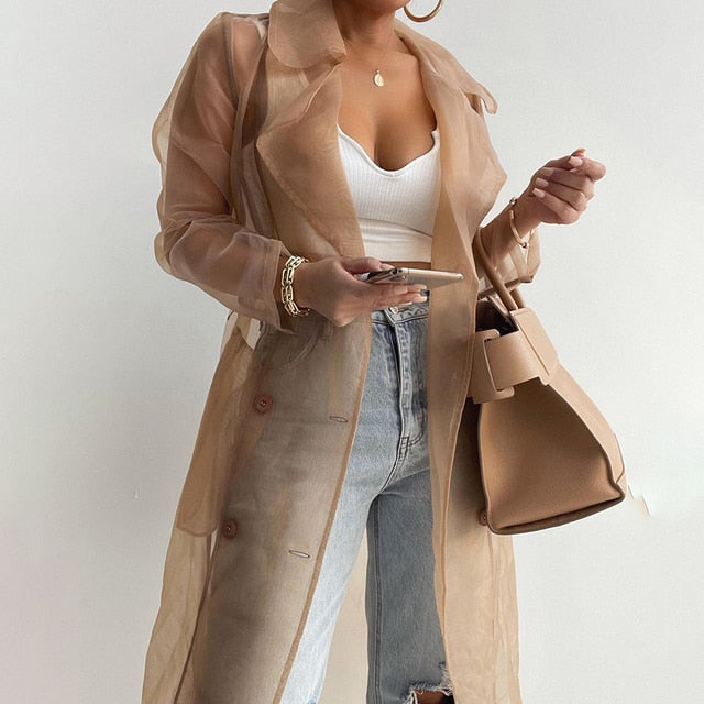 Women Fashion See Through Jacket