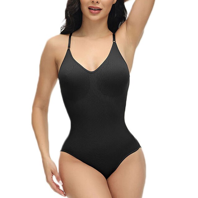 Women V Neck Spaghetti Strap One Piece Body Shaper